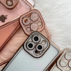 قاب آیفون 13 فریم طلایی نگین دار